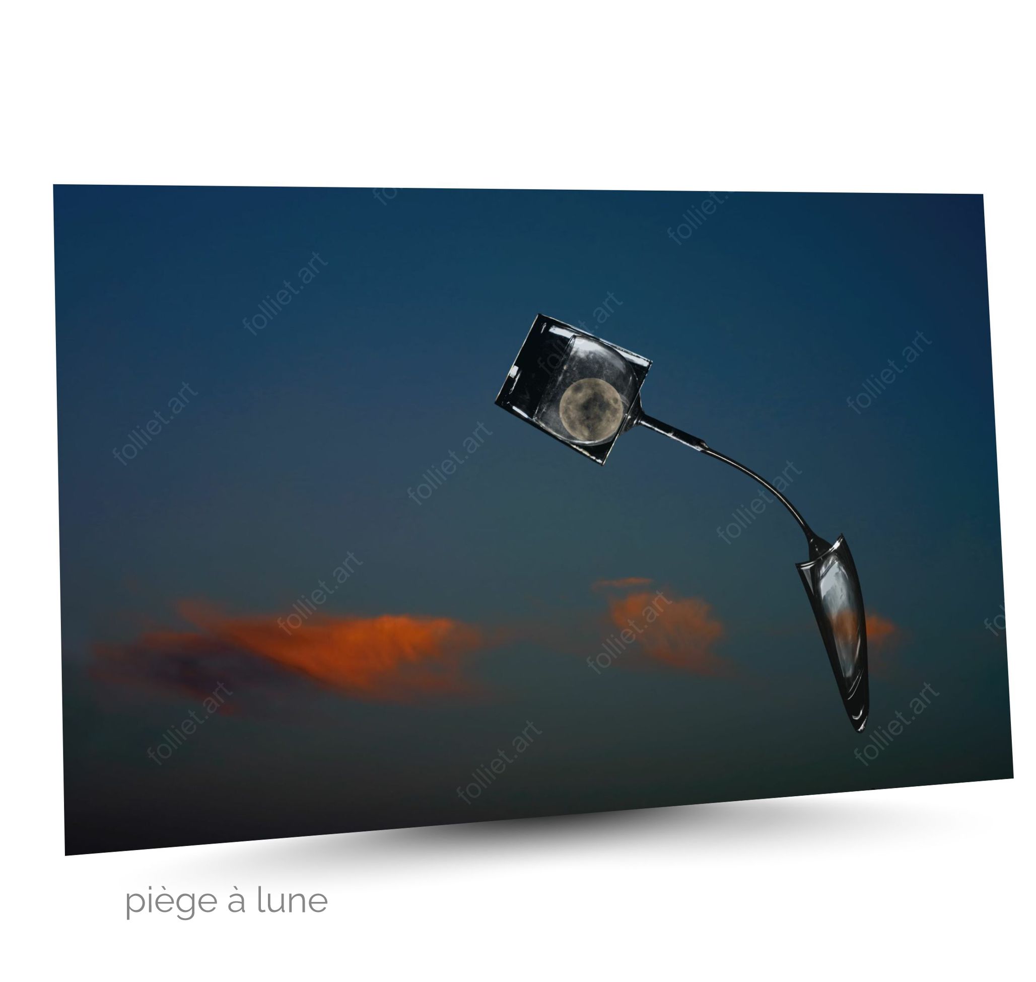 Creative Composition of Glasses Imprisoning the Moon in a Twilight Sky - Fine Art Photography by Folliet