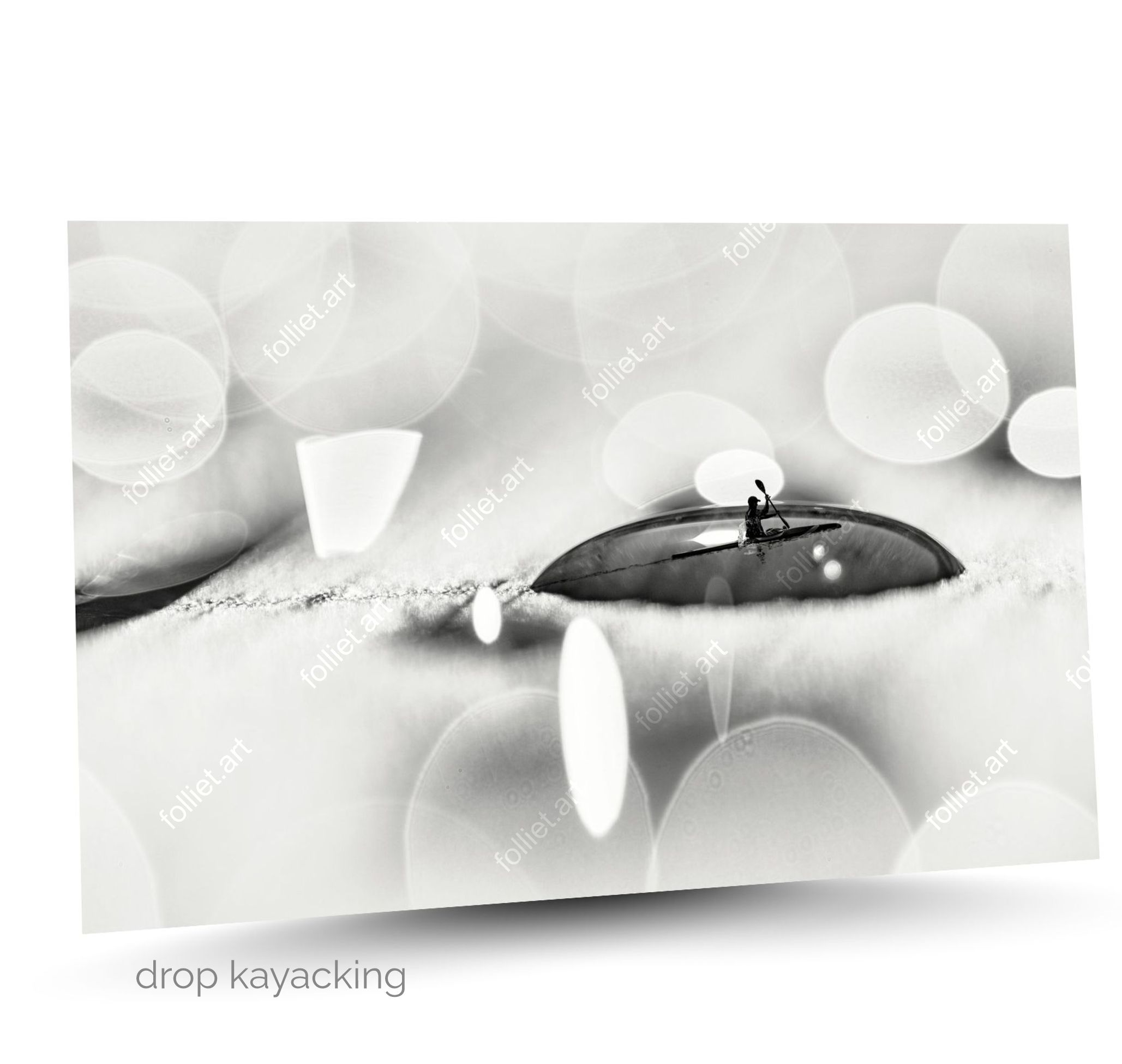 Surreal Solo Paddler Scene on a Droplet - Fine Art Photography by Folliet