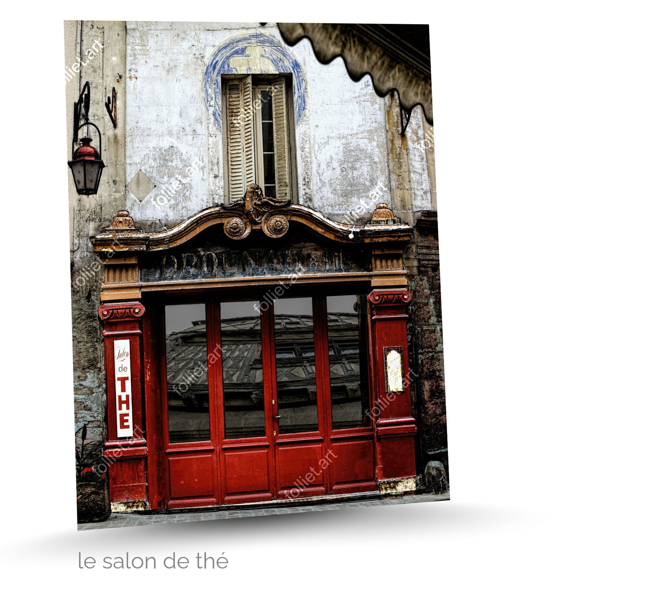 Vintage Tea Room Display Case with Red Wooden Doors - Fine Art Photography by Folliet