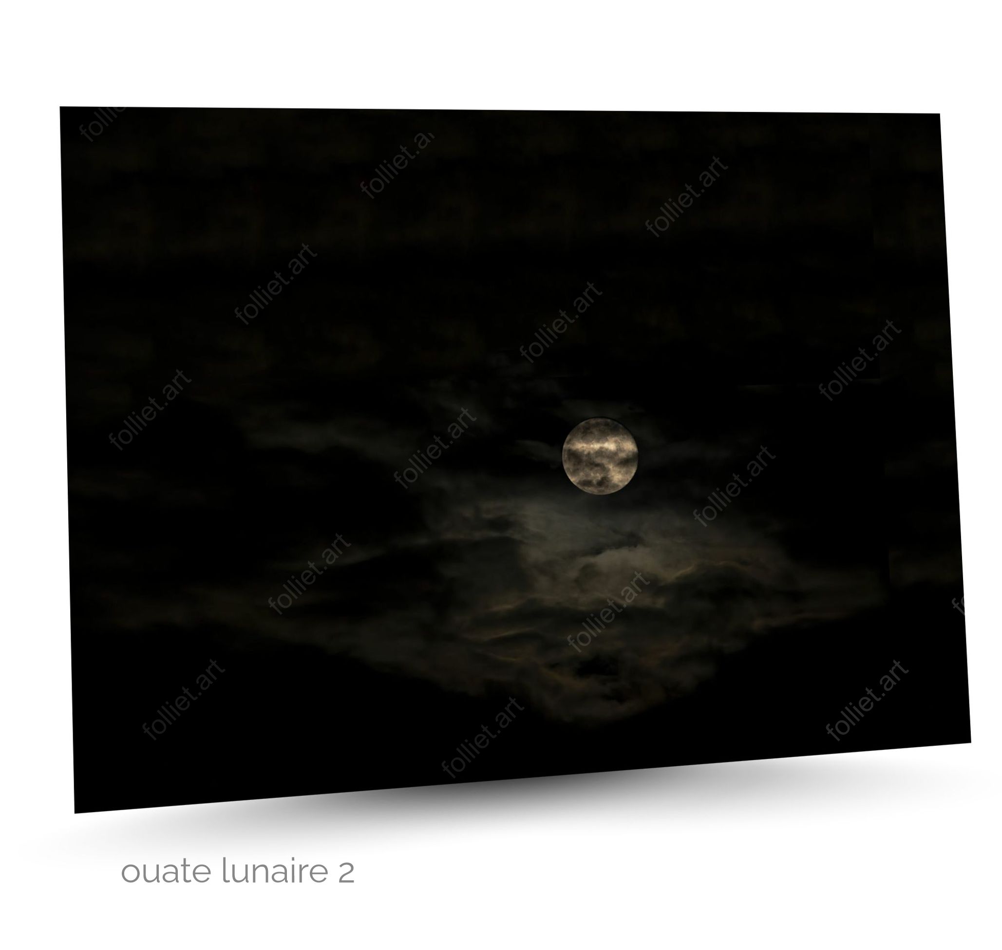 Full Moon illuminated behind dark clouds in an evening sky - fine art photography by Folliet